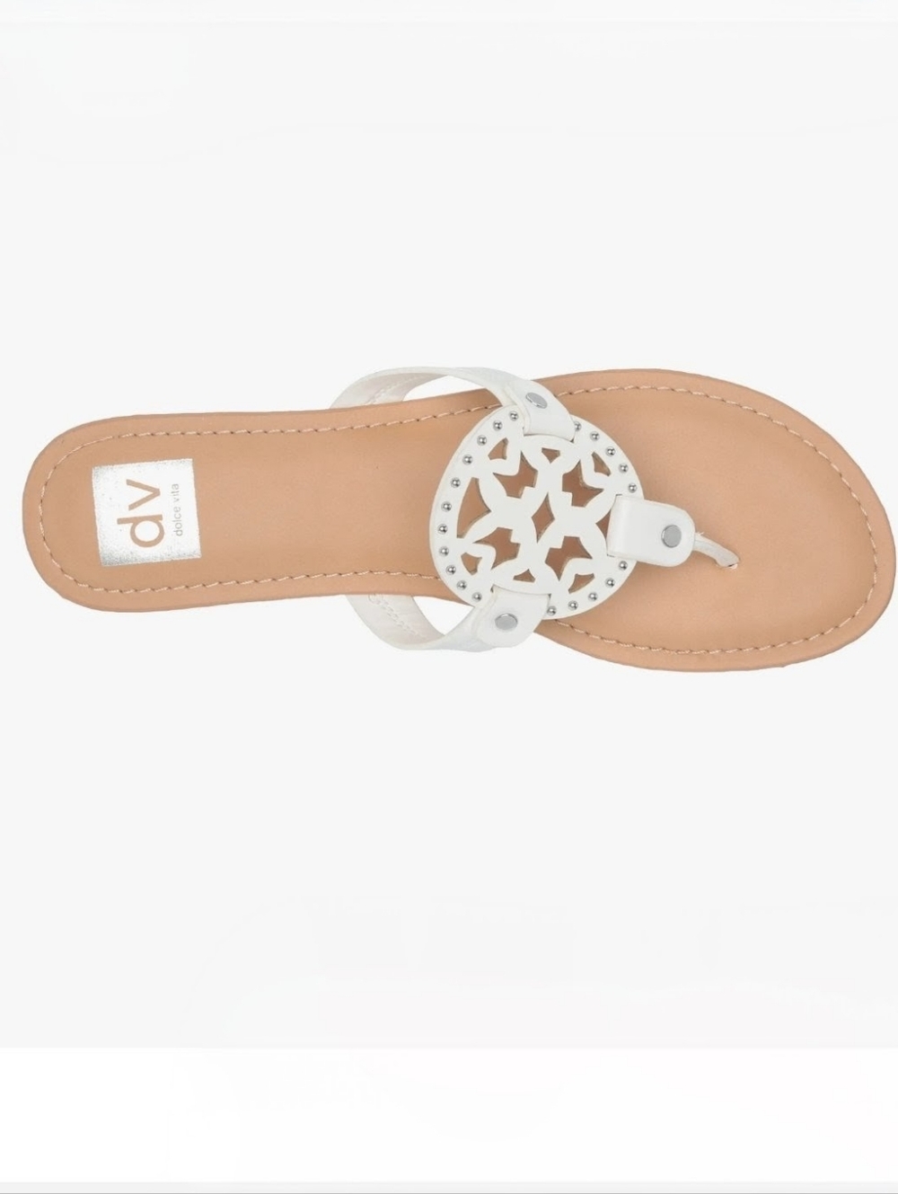 DV Dolce Vita Gotie White Medallion Thong Sandals W 6.5